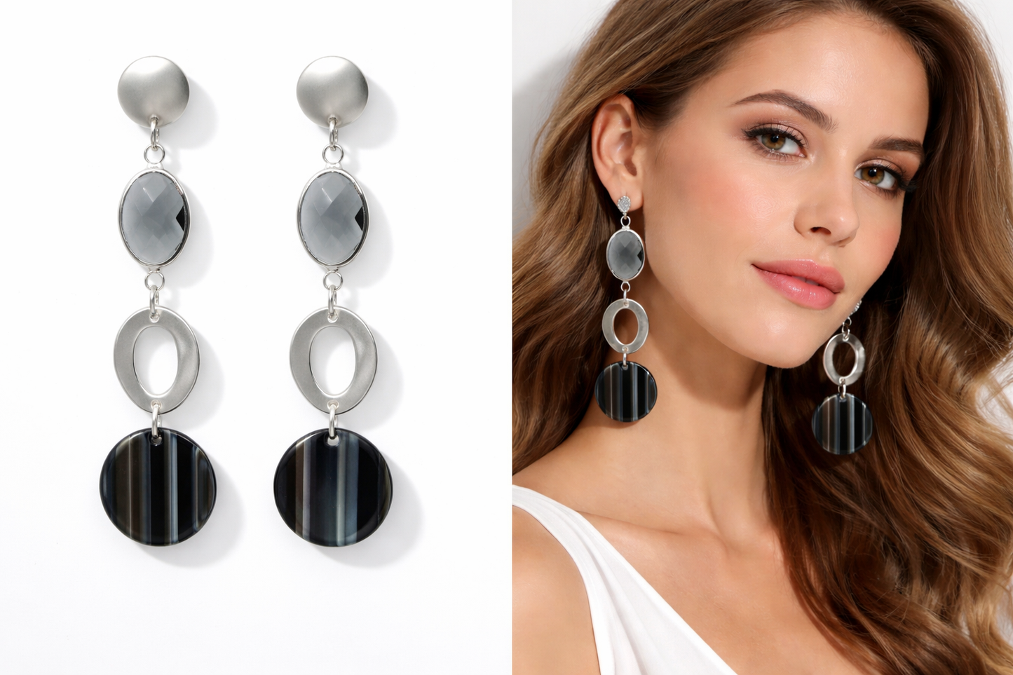 Biba Ohrringe ohrhänger Grau Blau Rot Orange Acryl Fest Festlich Matt Gold Silber Nickelfrei