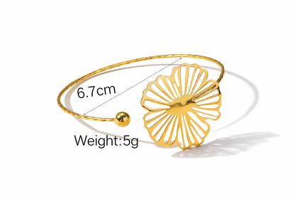 Armreif Blossom Bijoux Stainless Steel Armband Blumenmuster goldfarben