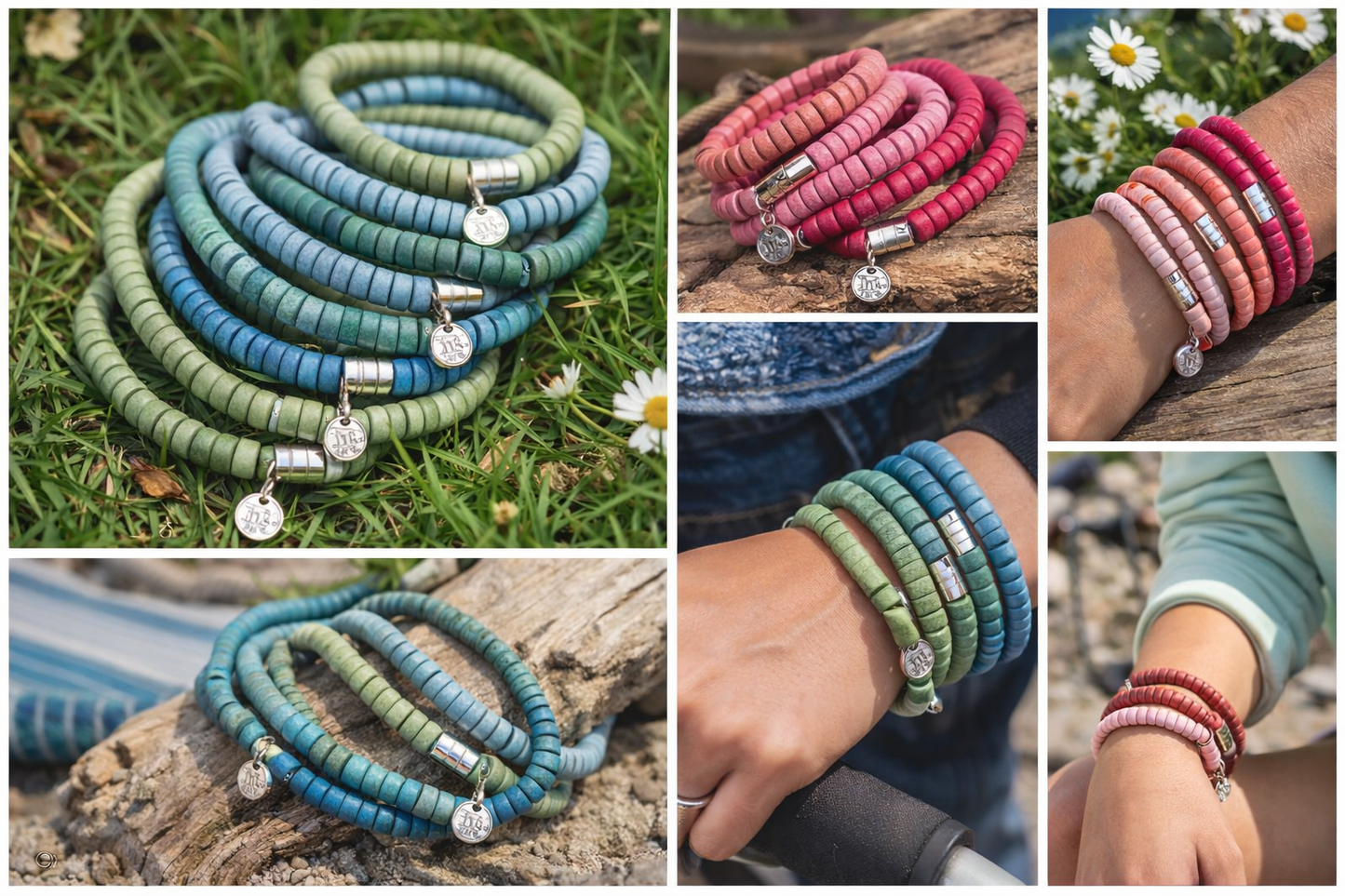 Armband elastisch mit kleine Holzperlen in verschiedene Farben Natur Biba