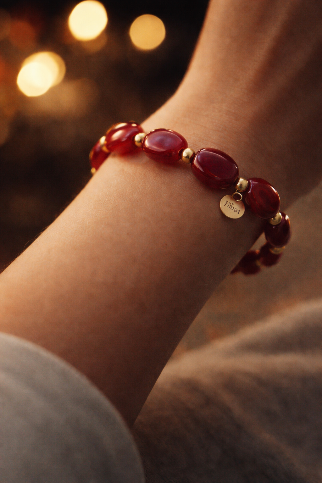 Armband elastisches mit Resin Perlen in Rot-töne Nickelfrei Biba