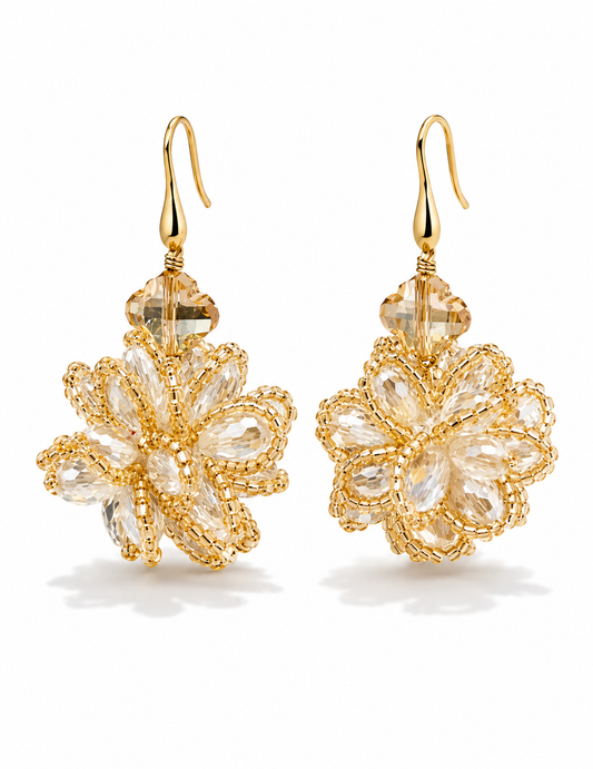 Ohrhänger Ohrringe Champagner Blume Nickelfrei Statement Trendy Yehwang