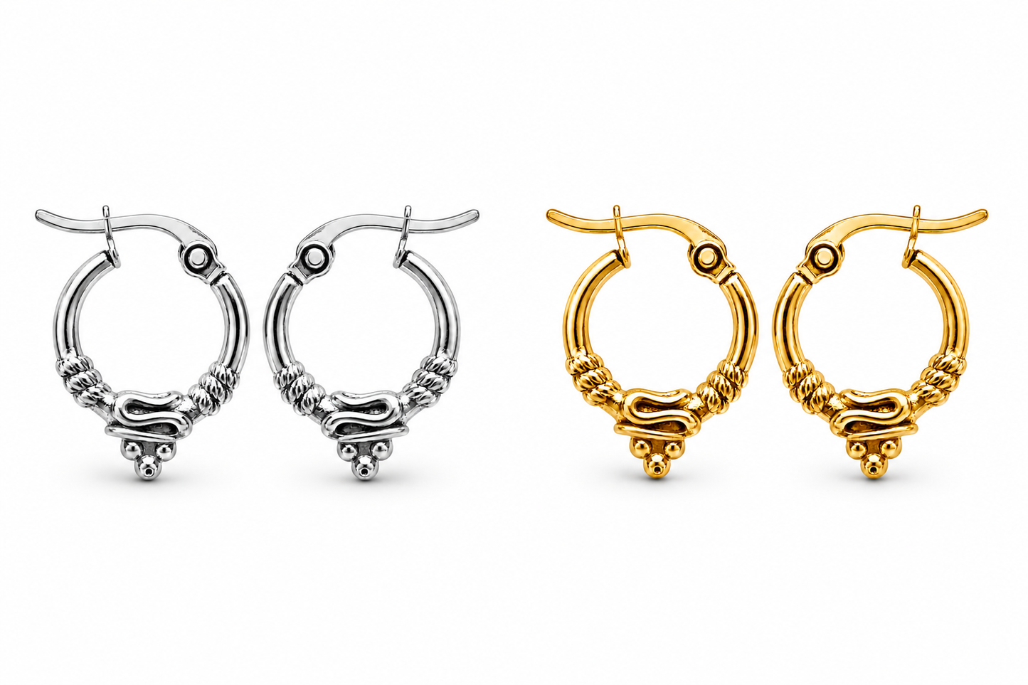 Creolen Gold- Silberfarben nickelfrei Filigran 1,5 cm  Ohrringe Yehwang
