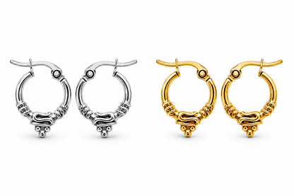 Creolen Gold- Silberfarben nickelfrei Filigran 1,5 cm  Ohrringe Yehwang