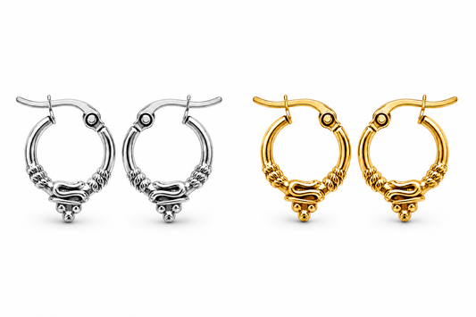 Creolen Gold- Silberfarben nickelfrei Filigran 1,5 cm  Ohrringe Yehwang