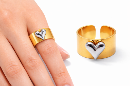 Ring verstellbarer Ring Nickelfrei Gold Silber herz liebe Romantik treue Amorino
