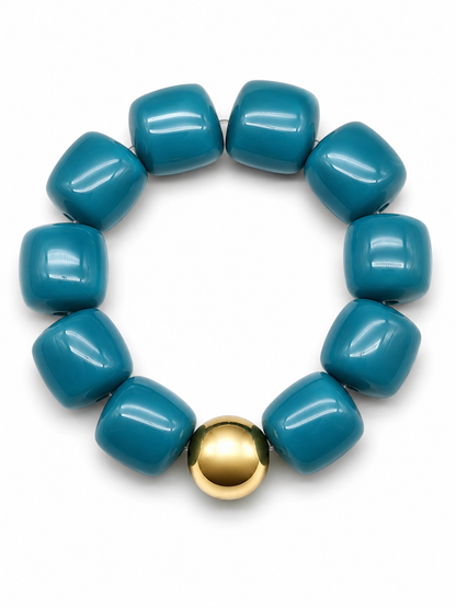 Armband Bricks Bunt elastisch Rot Gelb Schwarz Petrol Grün Goldfarben