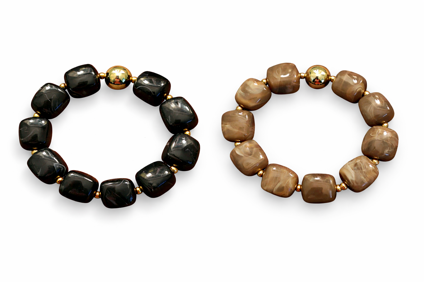 Armband elastisch Goldfarben Beige Schwarz nickelfrei Trend WAUW