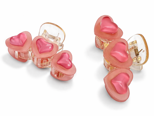 Haarklammer mit 3 rosa Herzchen Liebe Romantik Pink Yehwang
