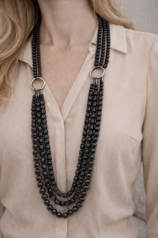 Halskette schwarz Gun Metal Lang nickelfrei mehrfachkette Collier Trend Biba