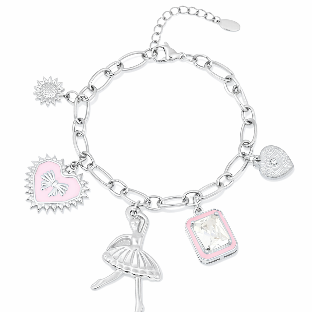 Armband Charm-Armband bunte Tänzerin Silber- und Goldfarben Nickelfrei Yehwang
