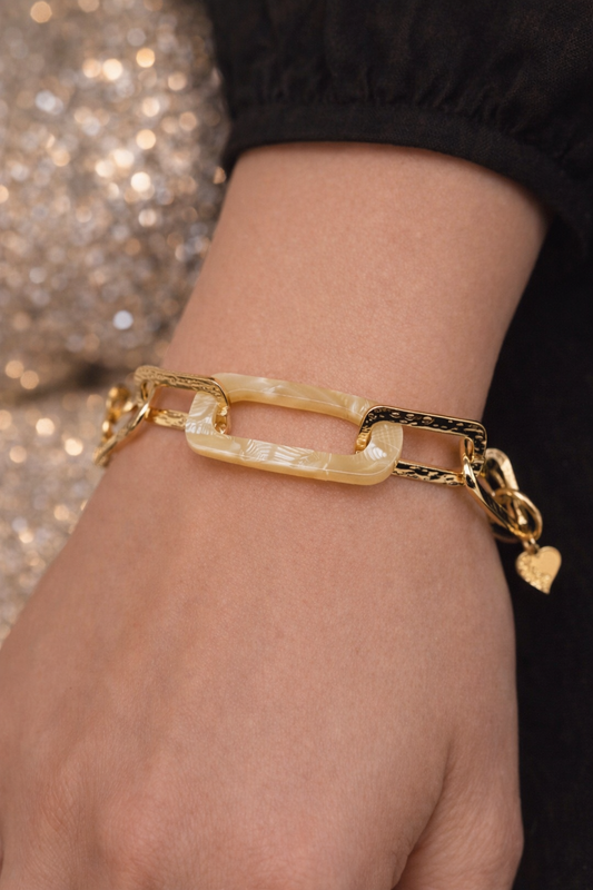 Armband Gold Matt Beige Gliederarmband 17,5 cm Stainless Steel Nickelfrei Sweet7