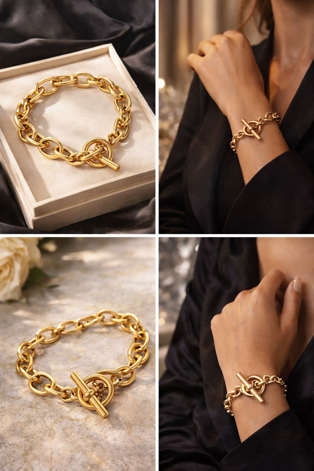 Armband klobige Gliederarmband Goldfarben Luxus elegant Nickelfrei Yehwang