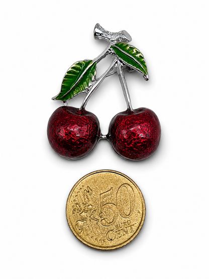 Brosche Kirschen Obst Cherry Rot Sommer