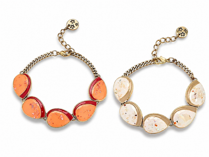 Armband Gliederkette mit Emaille Elemente Weiß oder Orange