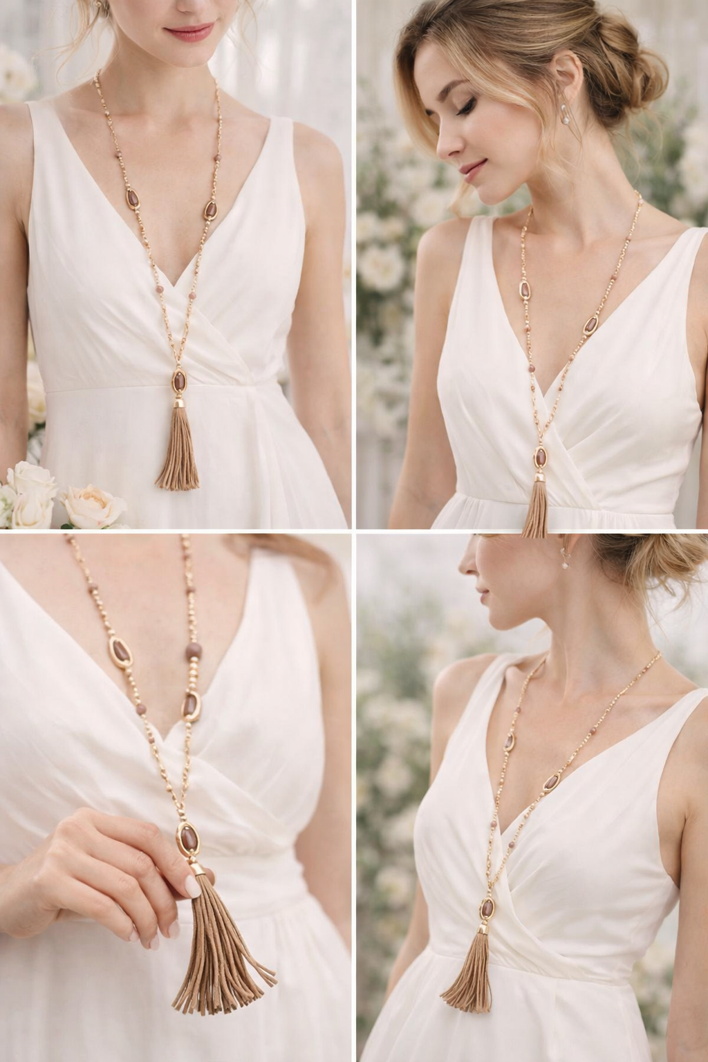 Halskette Langhalskette Matt Silberfarben mit Leder Anhänger Biba