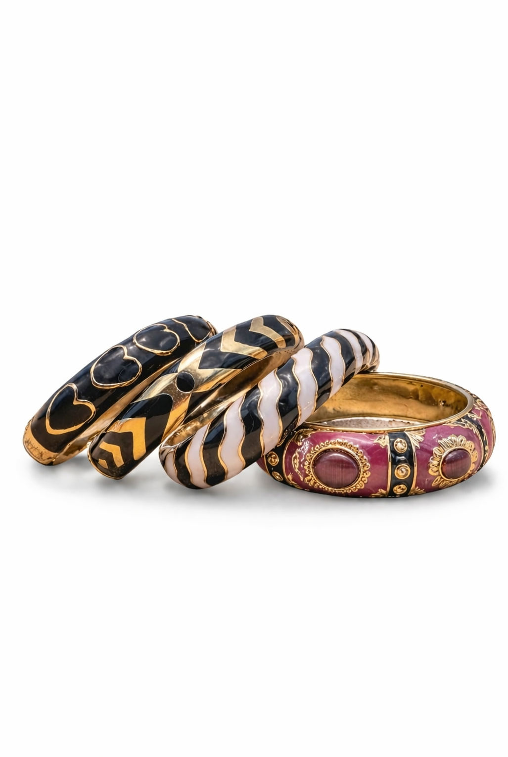 Armband Klapp-Armband Schwarz Goldfarben Lila herz Zebra Nickelfrei Sommertrend