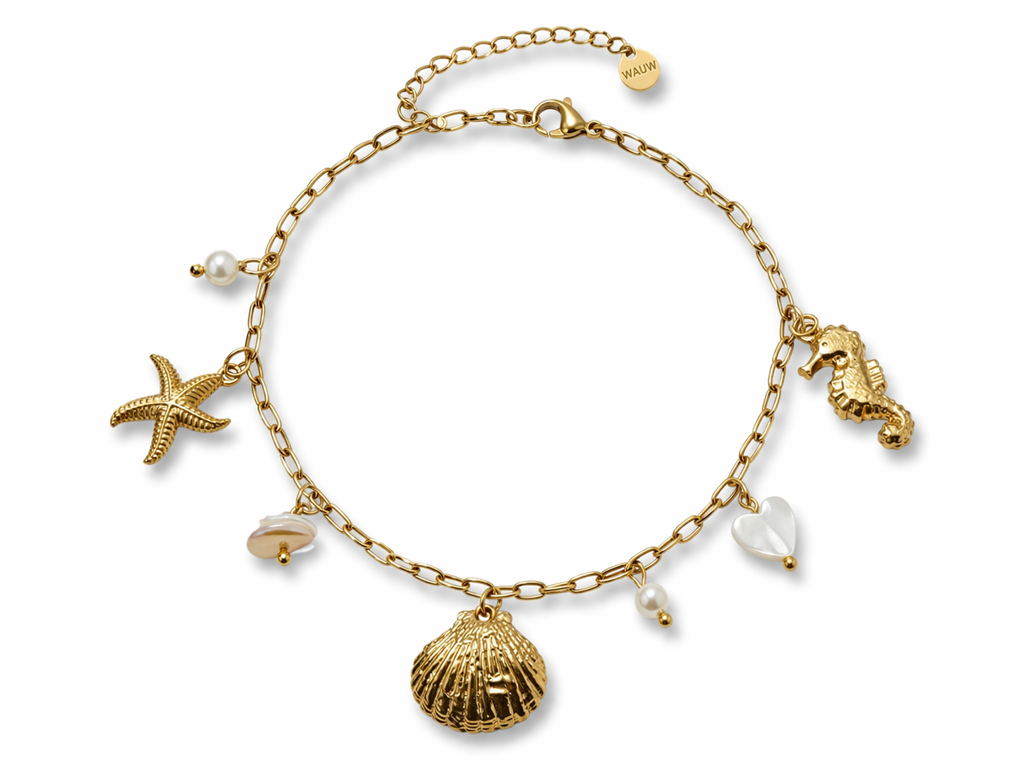 Armband Mariim Goldfarben Nickelfrei Muschel Seepferdchen WAUW