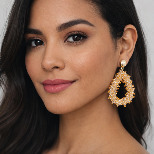 Ohrringe Ohrhänger Tropfenform Apricot-perlen Tropfenform Beige Nickelfrei Sweet7