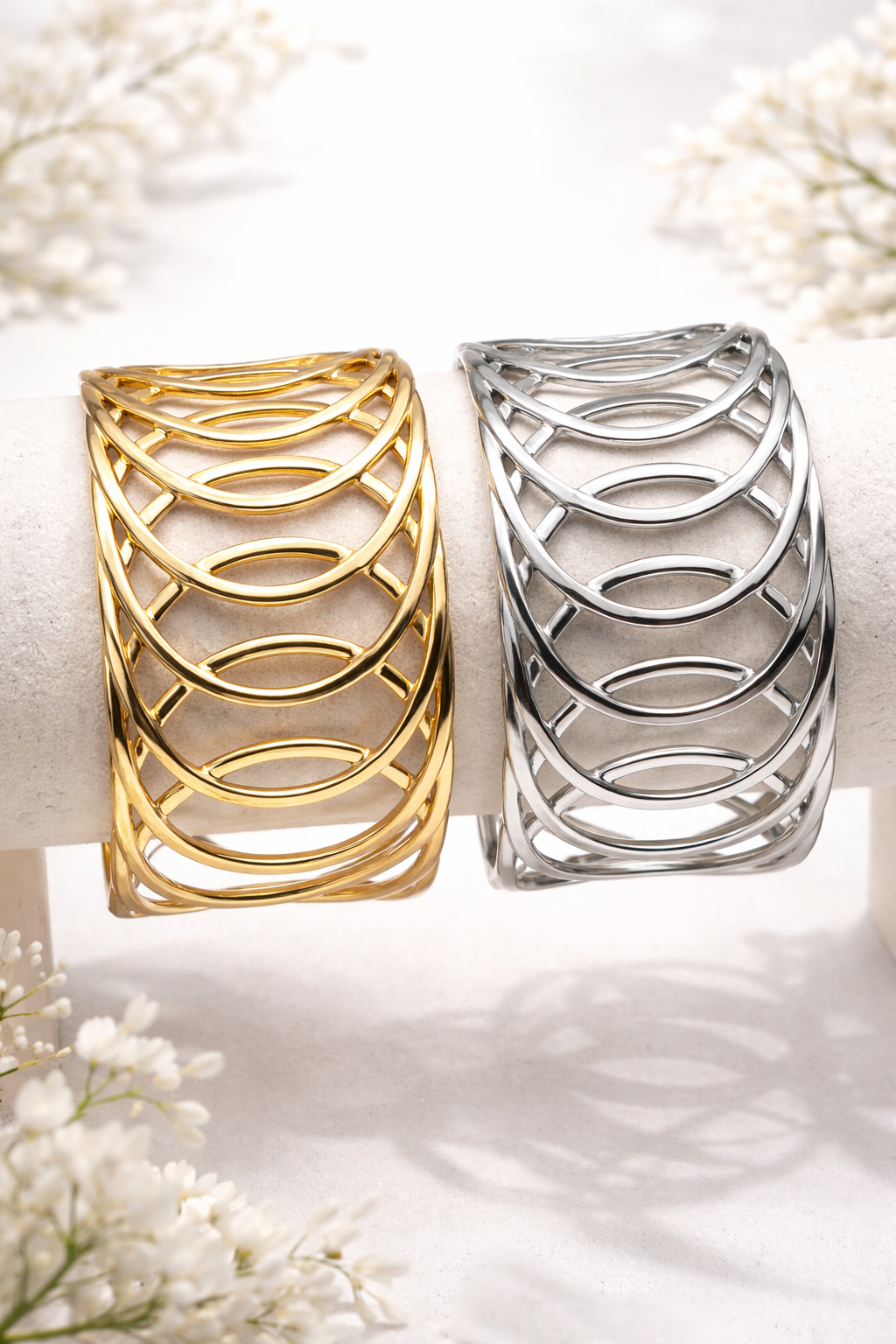 Armreif Silber Goldfarben Kreis Modern Trend Kombinierbar Nickelfrei Cosmos