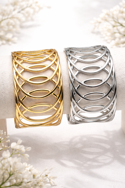 Armreif Silber Goldfarben Kreis Modern Trend Kombinierbar Nickelfrei Cosmos