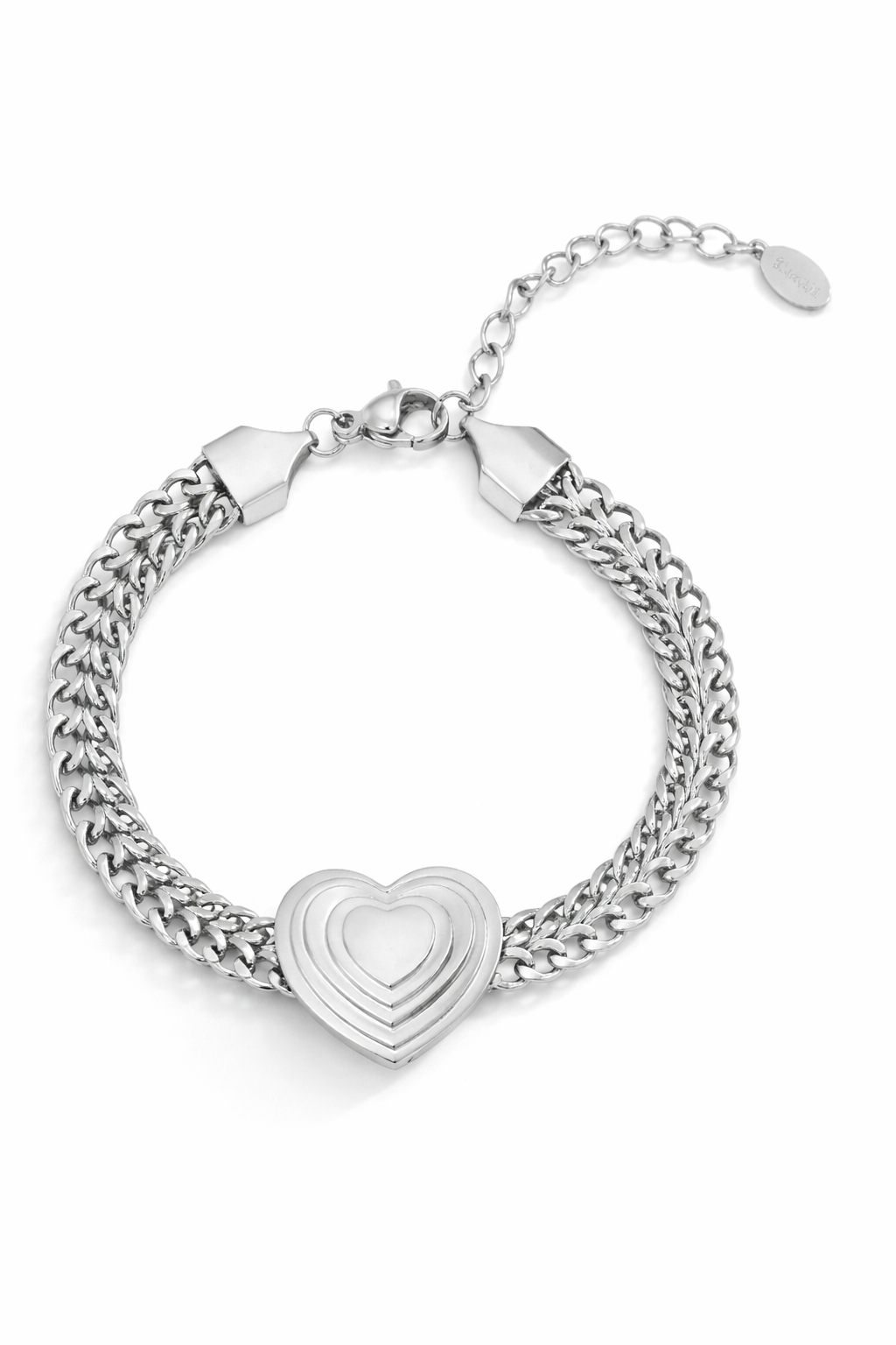 Armband auffälliges Gliederarmband Herz Silberfarben Liebe Romantik Yehwang