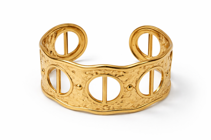 Armreif goldfarben Armband Nickelfrei  Blumen Blätter Glieder Cosmos