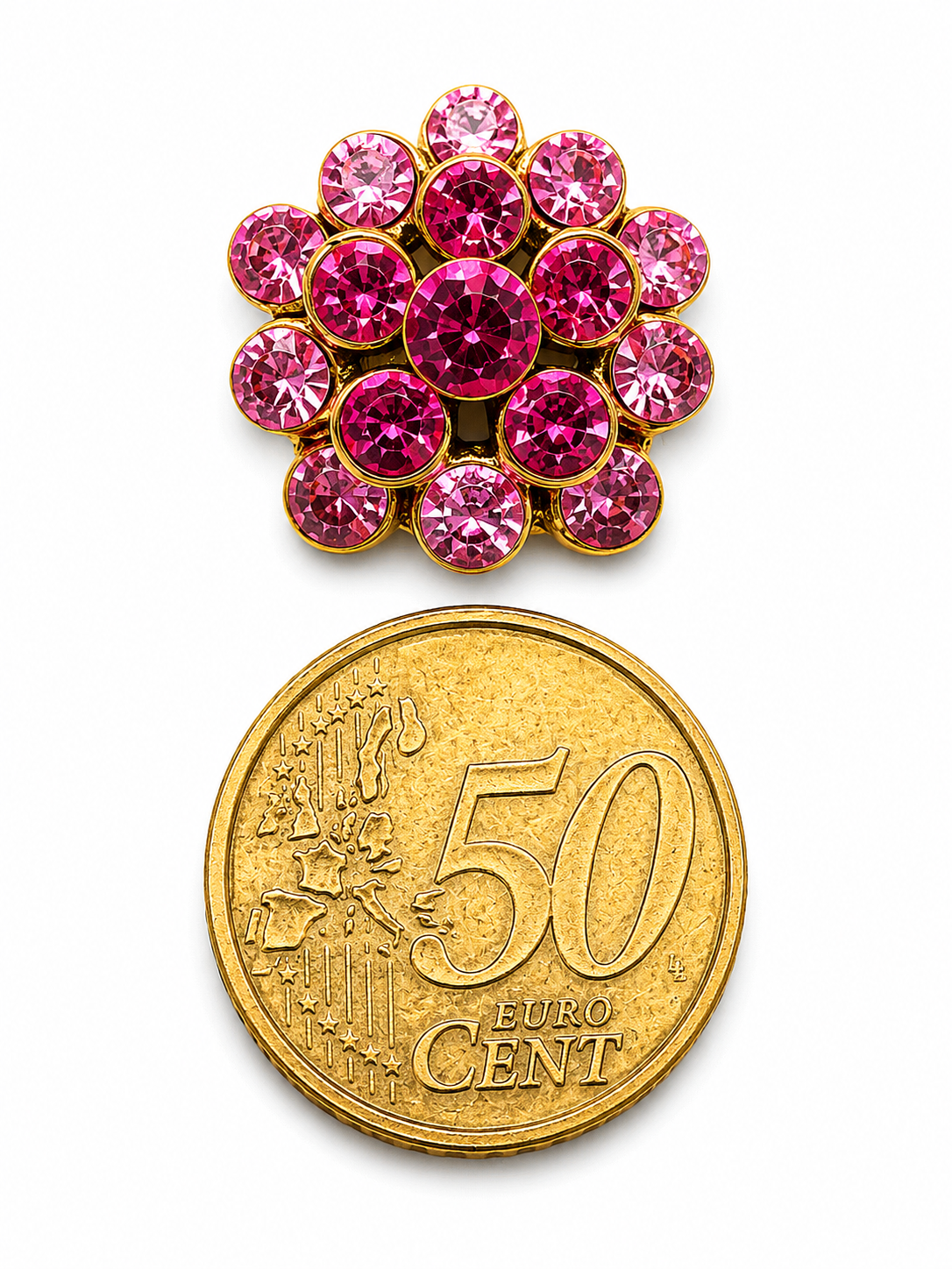 Brosche Ornament Abstrakt Straß Rosa Blau Auszeichnung Beige