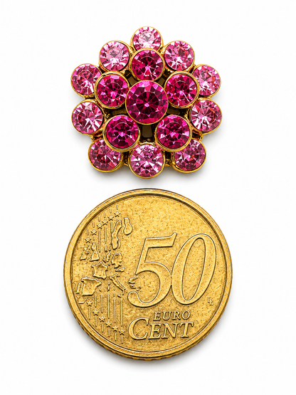 Brosche Ornament Abstrakt Straß Rosa Blau Auszeichnung Beige