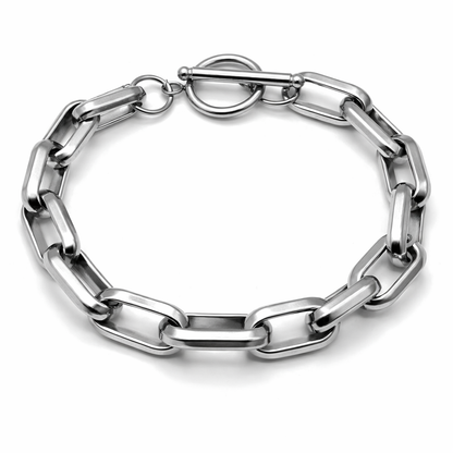 Armband grobe Silberfarbene kette mit Knebelverschluss Unisex Trend Cosmos