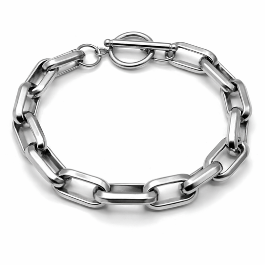 Armband grobe Silberfarbene kette mit Knebelverschluss Unisex Trend Cosmos