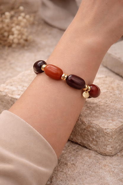 Armband Elastisches Big Resin Pearls Brombeere Kirsch Farben Biba