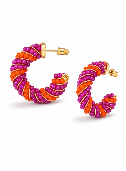 Creolen "Twisted Grace" nickelfrei Ohrringe Vanille Grün Schwarz Pink Sommer Yehwang