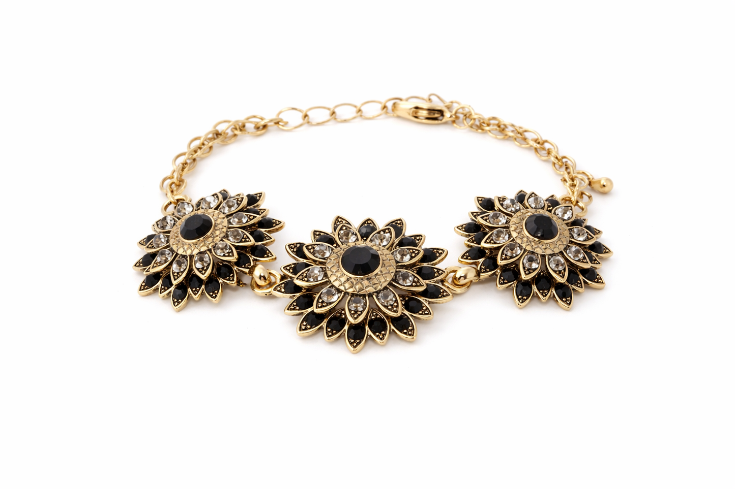 Armband Blossom Bijoux Kristall Strass Armband Schwarz Rot Weiß Statement