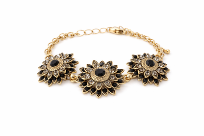 Armband Blossom Bijoux Kristall Strass Armband Schwarz Rot Weiß Statement