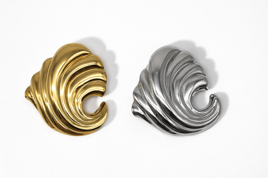 Brosche The Wave Organisch Welle Goldfarben Silberfarben