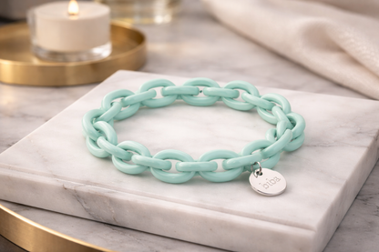 Armband Gliederarmband Hellblau Braun Beige Acryl Nickelfrei Biba