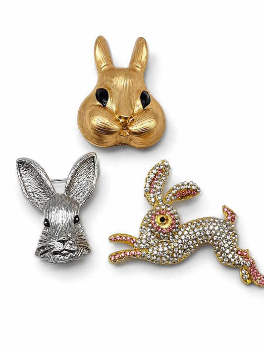Brosche Kaninchen Gold Ostern Weihnachten Süß Liebe