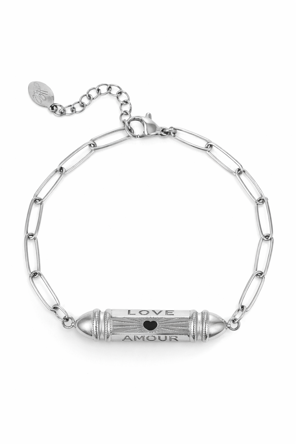 Armband Kugelperle mit Gravur  'Love' 'Amour' Silberfarben Nickelfrei Yehwang