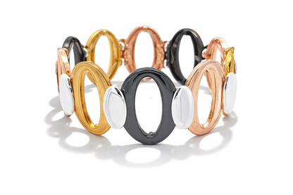 Armband Elastisches Armband Roségold Gun Metal Silberfarben Oval Amorino