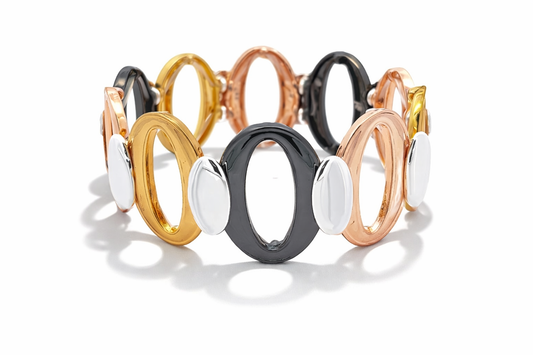 Armband Elastisches Armband Roségold Gun Metal Silberfarben Oval Amorino