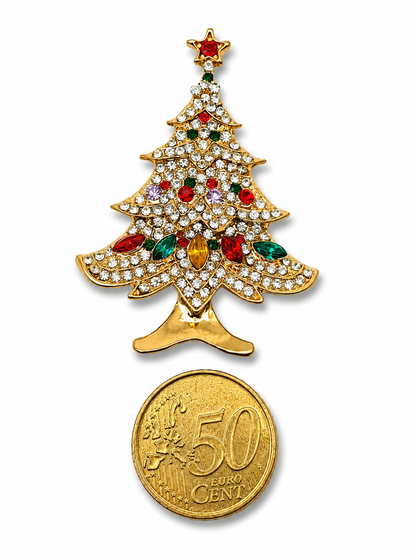 Broche Weihnachtsbaum Tanne Perlen Straß Christmas