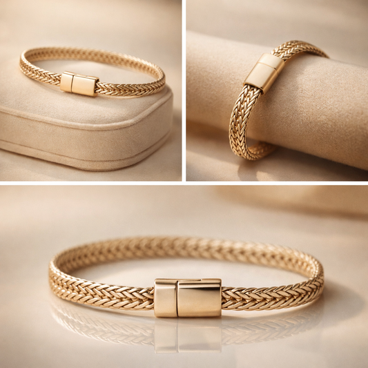 Armband burnished Gold gedrehter Gliederkatte goldfarben 20,5 cm Unisex Biba