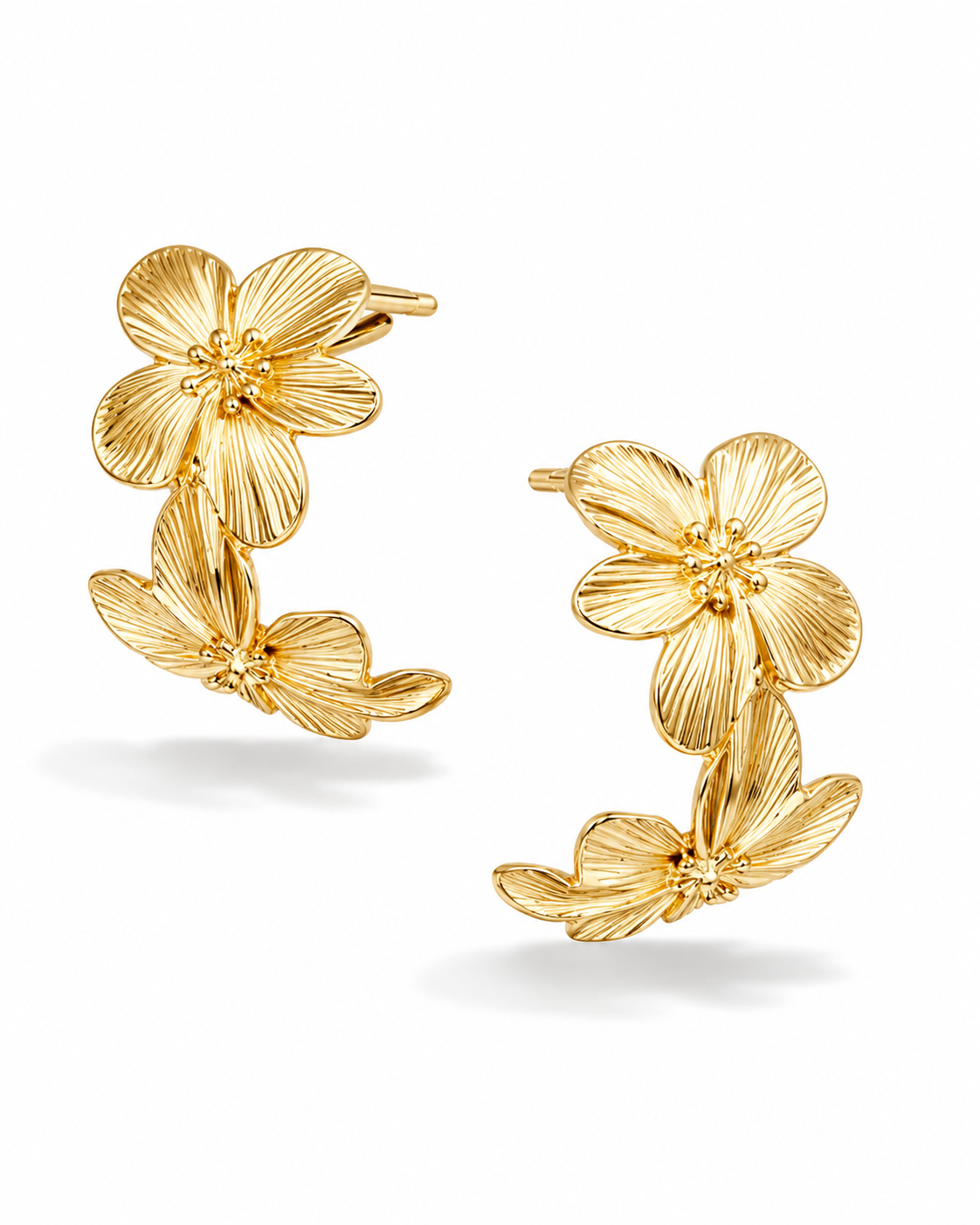 Creolen Double Flower Goldfarben nickelfrei Blumen Statement Yehwang