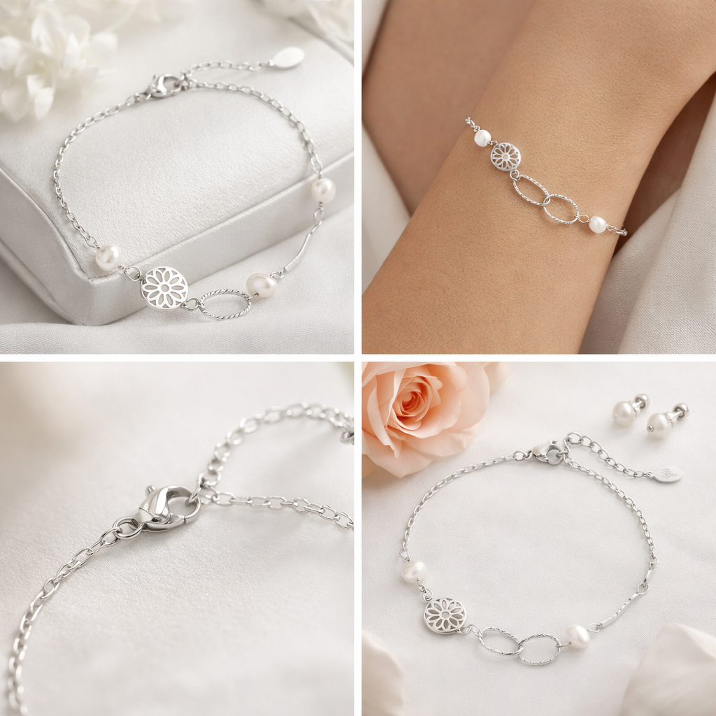 Armband filigran Süßwasserperlen Traumfänger Traum Glück Nickelfrei Yehwang