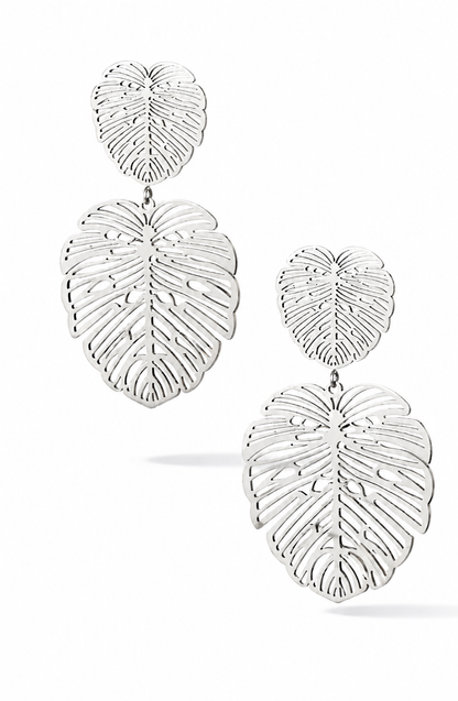 Ohrringe Blatt Blatt Silberfarben Edelstahl nickelfrei Tropen Blatt Yehwang