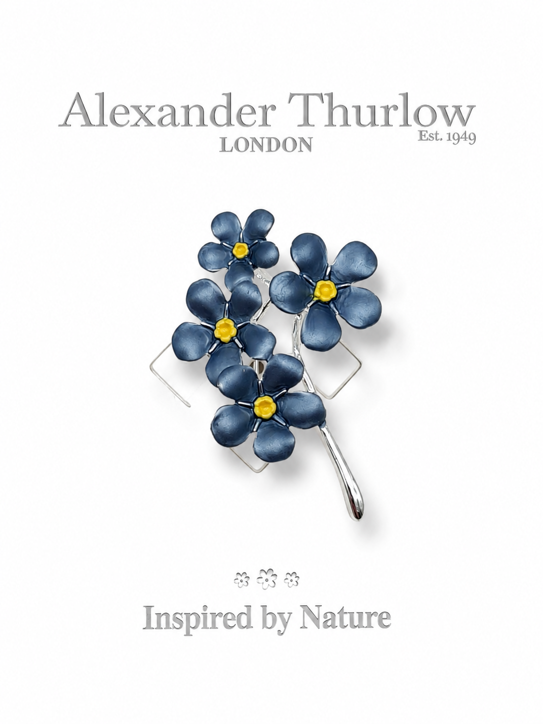 Brosche Vergissmeinnicht Forget Me Not blaue Blumenbrosche