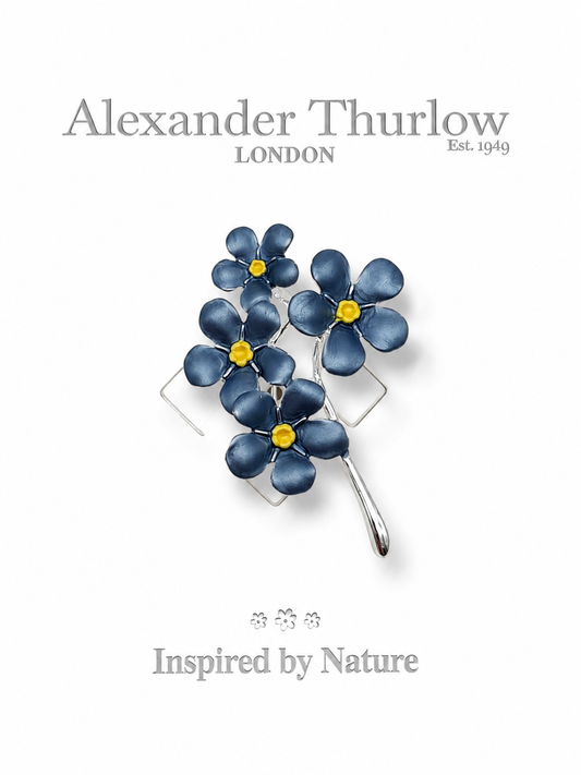 Brosche Vergissmeinnicht Forget Me Not blaue Blumenbrosche