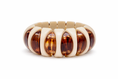 Armband elastisch Retro nickelfrei Acryl Braun schwarz creme Rauchbraun