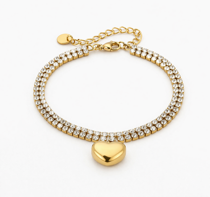 Armband Tennisarmband Strass Herz Geschenk Liebe Straß Michelle Bijou