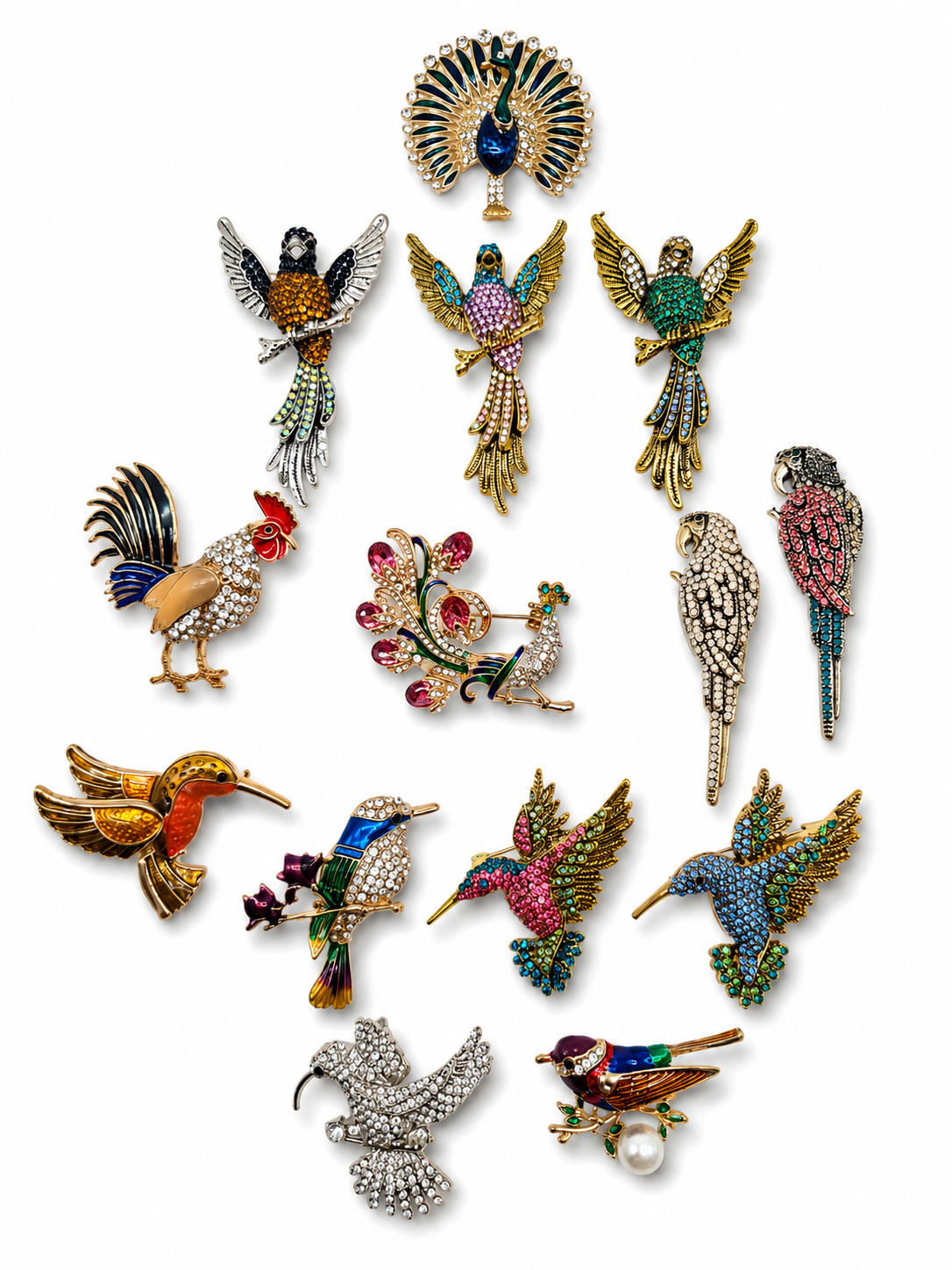 Brosche Kolibri Blau Pink Amazonas Vogel Vögel Trend Pfau Gockel